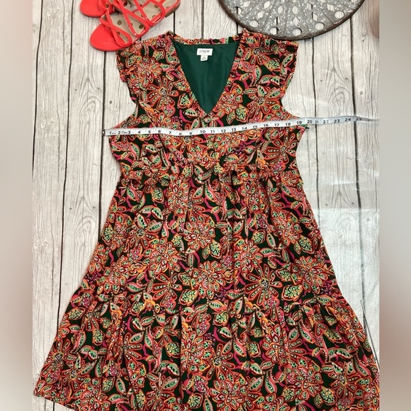 J.Crew Factory Floral Print Ruffle V-neck Mini Dress - Picture 7 of 14
